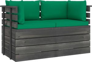 vidaXL Ogrodowa sofa 2-osobowa z palet, z poduszkami, drewno sosnowe 1