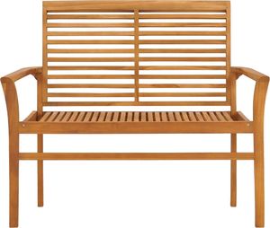 vidaXL Ławka ogrodowa z szarą poduszką, 112 cm, lite drewno tekowe 3
