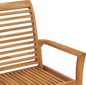 vidaXL Ławka ogrodowa z szarą poduszką, 112 cm, lite drewno tekowe 4