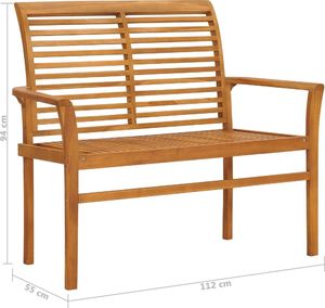 vidaXL Ławka ogrodowa z szarą poduszką, 112 cm, lite drewno tekowe 8