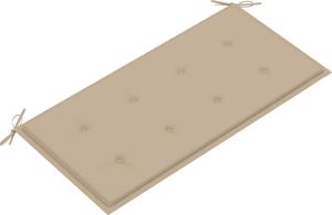 vidaXL Ławka ogrodowa z beżową poduszką, 112 cm, drewno tekowe 5