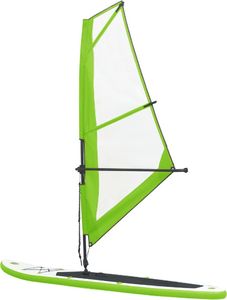 vidaXL Nadmuchiwana deska SUP z żaglem i akcesoriami, zielono-biała 4