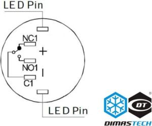 DimasTech Przycisk LED 16mm Żółty (PD030) 3