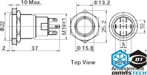 DimasTech Przycisk LED 19mm Żółty (PD042) 4
