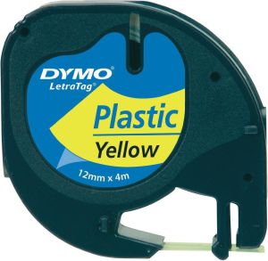Dymo Letratag Plastic tape yellow 12mm x 4m 91222 (S0721670) 1
