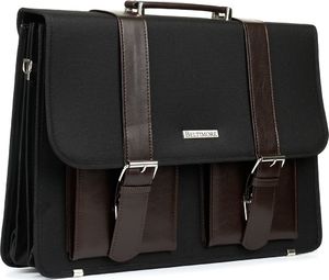 Beltimore Beltimore luksusowa męska aktówka teczka torba duża na laptopa czarno-brązowa I36 1