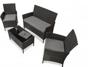 Just Relax Zestaw mebli ogrodowych rattanowych metalowa konstrukcja Classic Style Ciemny 3