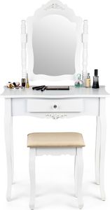 ModernHome Toaletka kosmetyczna duże regulowane lustro stołek 1