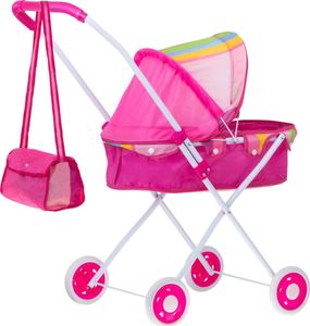 KIK Wózek dla lalek gondola z torbą różowy 4