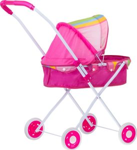KIK Wózek dla lalek gondola z torbą różowy 5