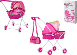 KIK Wózek dla lalek gondola z torbą różowy 13
