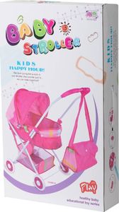 KIK Wózek dla lalek gondola z torbą różowy 14