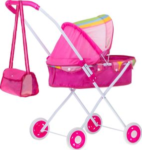 KIK Wózek dla lalek gondola z torbą różowy 3