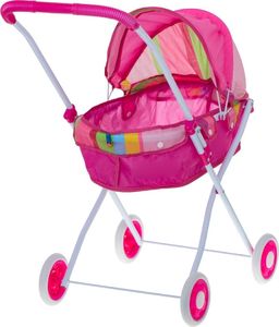 KIK Wózek dla lalek gondola z torbą różowy 5