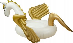 KIK Materac dmuchany jednorożec biało złoty 240x240x12 5