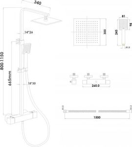 Zestaw prysznicowy YokaHome Panel prysznicowy natryskowy slim termostatyczny z deszczownicą 30 cm - Yoka 3