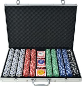 vidaXL Zestaw do gry w pokera 1000 żetonów, aluminium 1