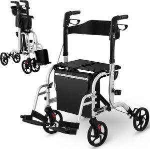 Uniprodo Balkonik chodzik rehabilitacyjny 2w1 z funkcją wózka składany z torbą do 136kg Balkonik chodzik rehabilitacyjny 2w1 z funkcją wózka składany z torbą do 136kg 1