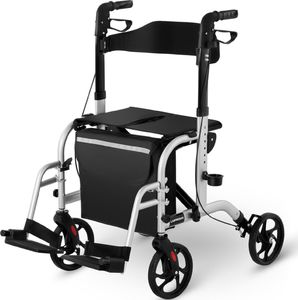 Uniprodo Balkonik chodzik rehabilitacyjny 2w1 z funkcją wózka składany z torbą do 136kg Balkonik chodzik rehabilitacyjny 2w1 z funkcją wózka składany z torbą do 136kg 2