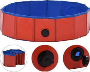 vidaXL Składany basen dla psa, czerwony, 80 x 20 cm, PVC 1