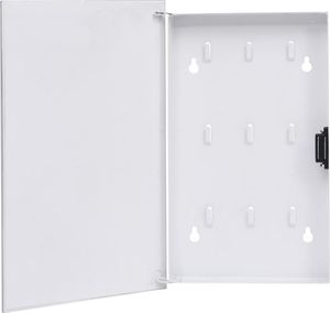 vidaXL Skrzynka na klucze z tablicą magnetyczną, biała, 30x20x5,5 cm 1