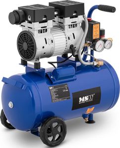 Sprężarka MSW Kompresor sprężarka powietrza bezolejowa mobilna z ciśnieniomierzem 6-8 bar 24 l/6.3 GAL 750 W Kompresor sprężarka powietrza bezolejowa mobilna z ciśnieniomierzem 6-8 bar 24 l/6,3 GAL 750 W 2