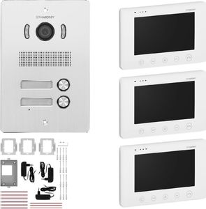 Stamony Wideodomofon domofon LCD 3 x 7'' do domu dwurodzinnego 50 m Wideodomofon domofon LCD 3 x 7'' do domu dwurodzinnego 50 m 1