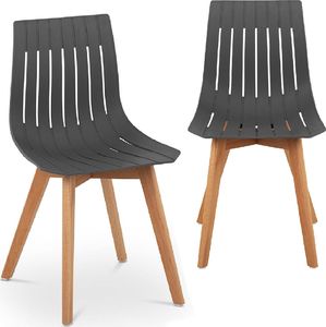 Fromm & Starck Krzesło plastikowe z drewnianymi nogami do domu gabinetu do 150 kg 2 szt. szare Krzesło plastikowe z drewnianymi nogami do domu gabinetu do 150 kg 2 szt. szare 1