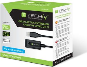 Kabel USB Techly USB-A - USB-A 20 m Czarny (IUSB-REP220TY3) 3