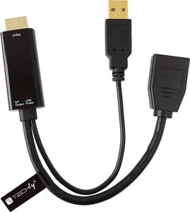 Adapter AV Techly HDMI - DisplayPort + USB-A czarny (ICOC HDMI-DP12A) 1