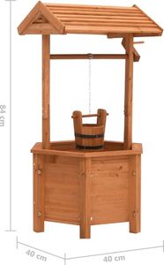 vidaXL Donica ogrodowa w formie studni życzeń, 40x40x84 cm, jodła 6