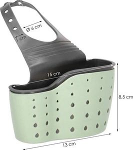 Springos Pojemnik kuchenny 15x8.5cm organizer na gąbki do zlewu zielono-szary uniwersalny 11