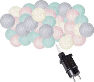 Springos Cotton balls 50 led lampki dekoracyjne, girlanda na prąd turkusowo-różowe UNIWERSALNY 1