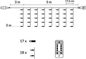 Springos Kurtyna świetlna z pilotem 306 led girlanda 11