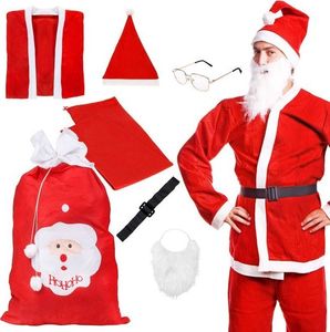 Springos Strój świętego Mikołaja 7 elementowy z workiem czerwony kostium UNIWERSALNY 1