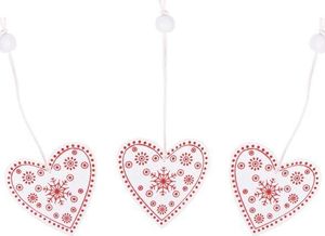 Springos Świąteczne zawieszki 5cm drewniane serca zestaw 3 szt. biały UNIWERSALNY 2