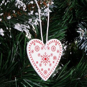 Springos Świąteczne zawieszki 5cm drewniane serca zestaw 3 szt. biały UNIWERSALNY 5