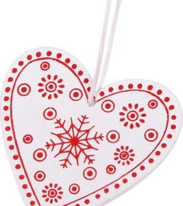 Springos Świąteczne zawieszki 5cm drewniane serca zestaw 3 szt. biały UNIWERSALNY 7