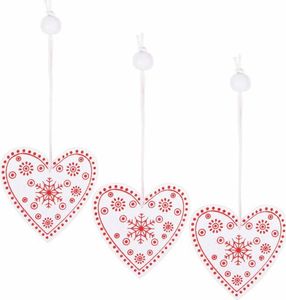 Springos Świąteczne zawieszki 5cm drewniane serca zestaw 3 szt. biały UNIWERSALNY 8