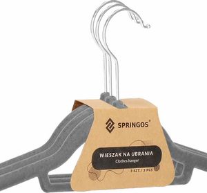 Springos Wieszaki welurowe na ubrania 3 szt. zestaw premium szary UNIWERSALNY 4