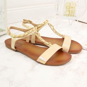 S.Barski Sandały damskie z łańcuszkiem holo beżowe S.Barski 38 4