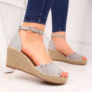 Evento Sandały damskie espadryle na koturnie szare eVento 39 2