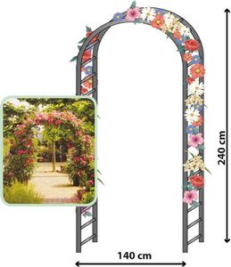 Orion Pergola ogrodowa łukowa drabinka metalowa na kwiaty róże pnącza 140x240 cm 4