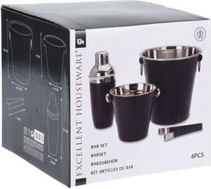 Excellent Houseware Zestaw BAROWY barmański 2x wiaderko do lodu shaker szczypce 2
