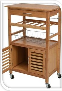 Excellent Houseware Wózek kuchenny SZAFKA BAMBUSOWA wyspa komoda na kółkach 3