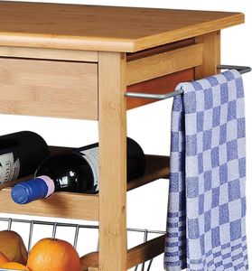 Excellent Houseware Wózek kuchenny SZAFKA BAMBUSOWA wyspa komoda na kółkach 4