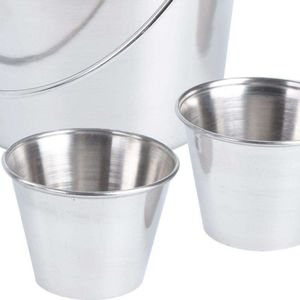 Excellent Houseware Wiaderko na FRYTKI przystawki przekąski + 2x miseczka na sosy dipy 4