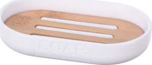 Bathroom Solutions Mydelniczka podstawka na mydło drewniana bambusowa biała 1