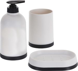 Bathroom Solutions Zestaw ŁAZIENKOWY dozownik do mydła kubek podstawka na mydło CZARNY-BIAŁY 1