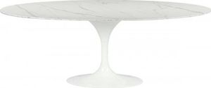 King Home Stół TULIP ELLIPSE MARBLE ARABESCATO - biały - blat owalny marmurowy, metal 1